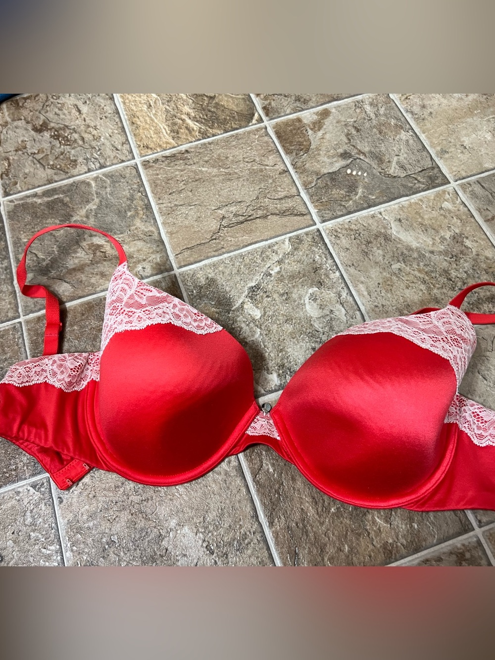 Victoria’s Secret lined demi 36D red with white lace bra
